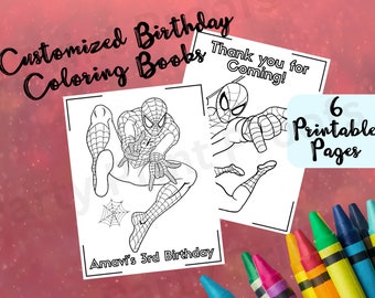 Spiderman Coloring Pages | Birthday Party Favors | Kids' Activity Page | Kids' Coloring Book | Spiderman Birthday | Customizable Favor