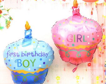 1st Birthday Boy/Girl Cupcake Balloon