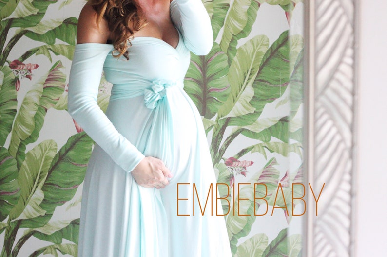 Baby shower dress/ sweetheart Maternity dress for photo shoot babydoll sweetheart with long sleeves image 1