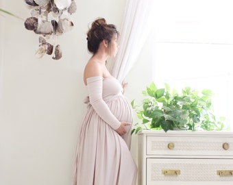 Maternity dress long baby shower dress maternity gown for photo shoot long sleeve