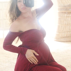 Maternity dress for photo shoot long sleeve bohemian sweetheart image 3