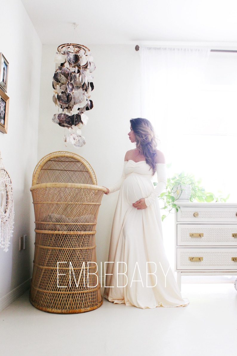 Sweetheart Baby shower dress/ special event/ bohemian Long sleeve babydoll Maternity dress for photo shoot image 1