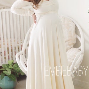 Sweetheart Baby shower dress/ special event/ bohemian Long sleeve babydoll Maternity dress for photo shoot image 4