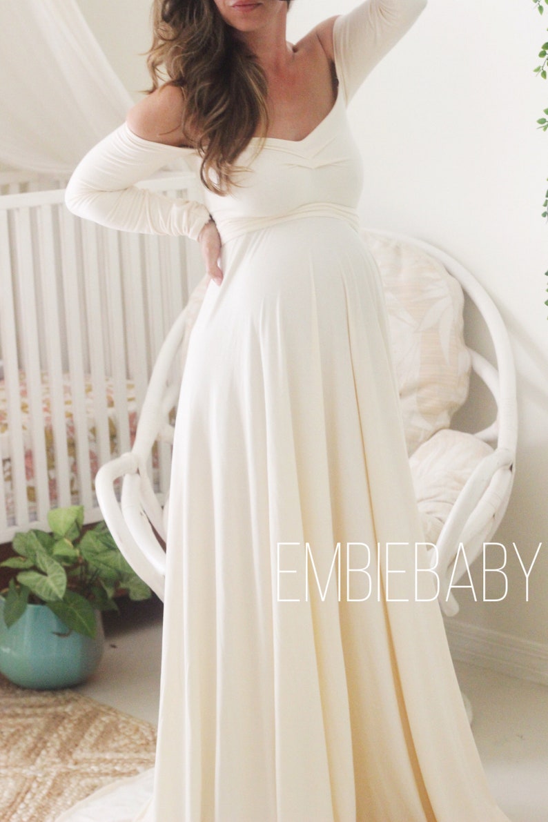 Maternity dress for photo shoot long sleeve bohemian sweetheart image 6