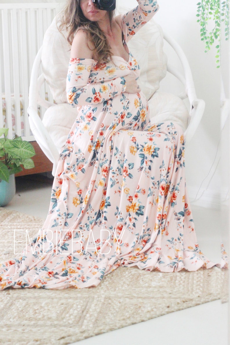 Maternity dress for photo shoot long sleeve bohemian sweetheart image 5