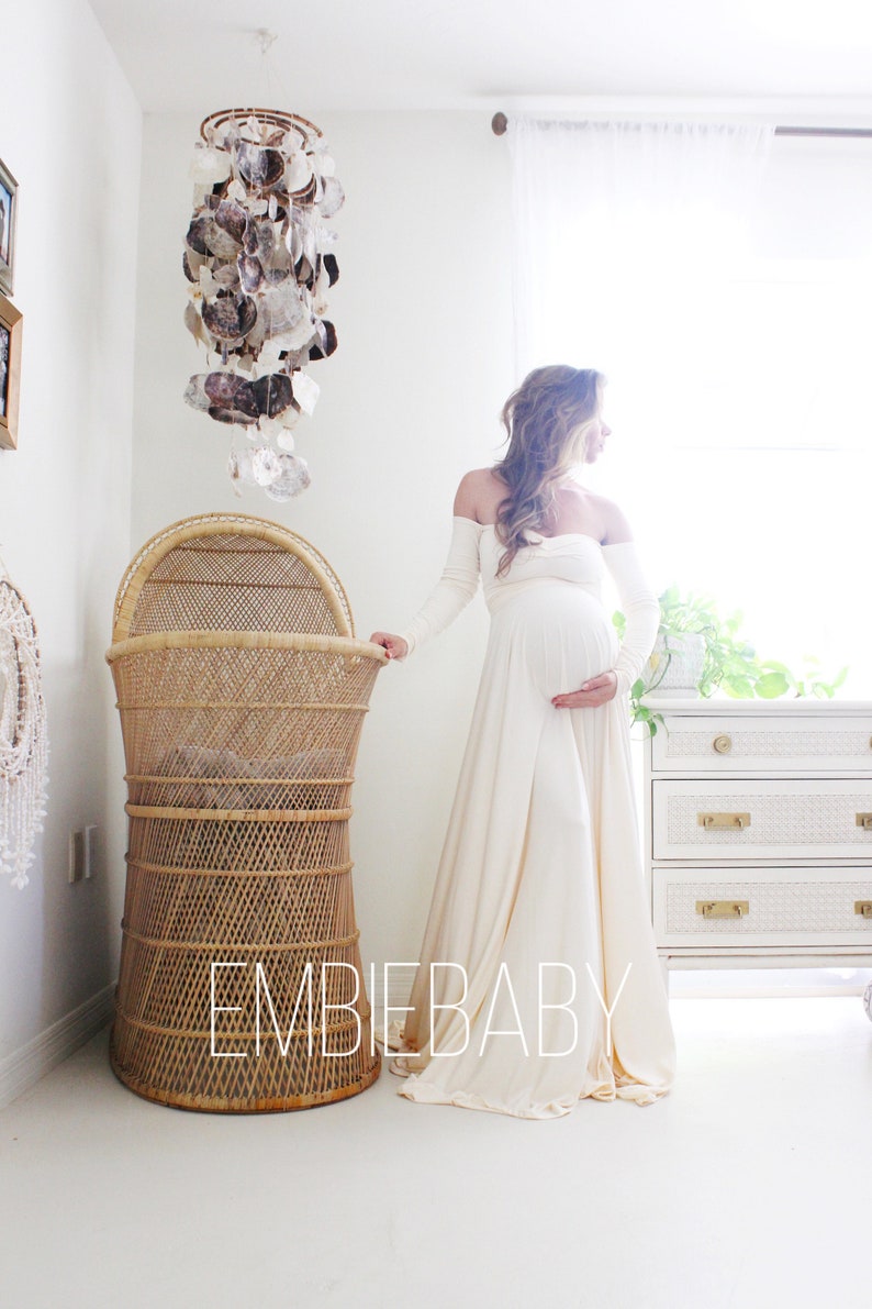 Baby shower dress special event bohemian Maternity dress for photo shootmaternity wedding babydoll sweetheart long sleeve