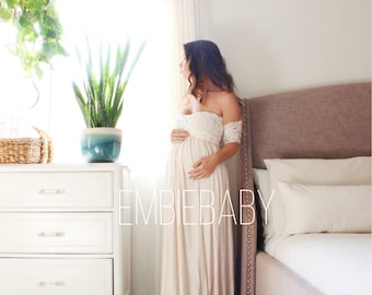 Maternity dress for photo shoot baby shower maternity gown- the lace wrap babydoll