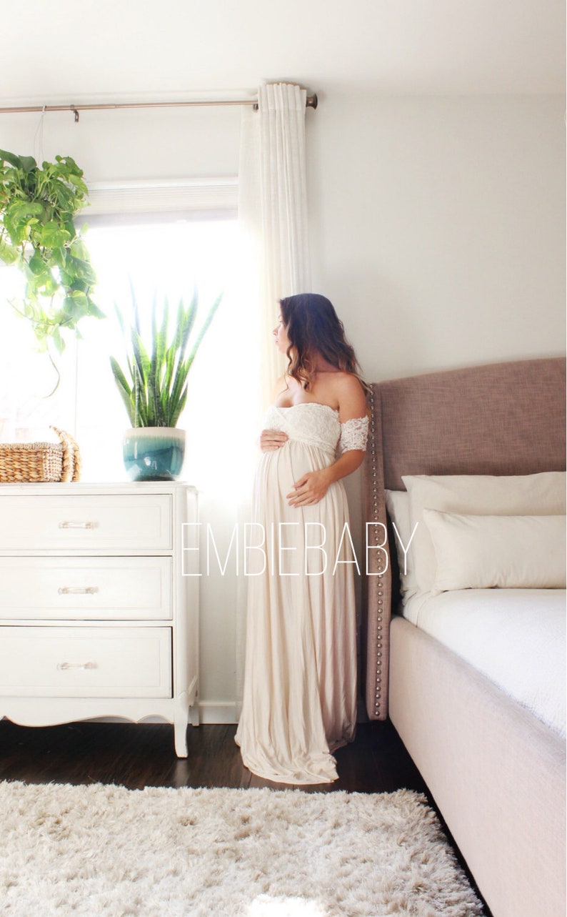 Maternity dress for photo shoot baby shower maternity gown- the lace wrap babydoll 