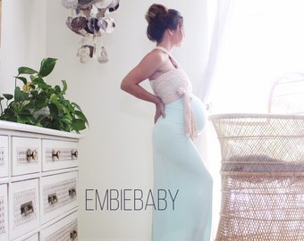 Maternity dress for baby shower lace maternity gown - fitted wrap dress