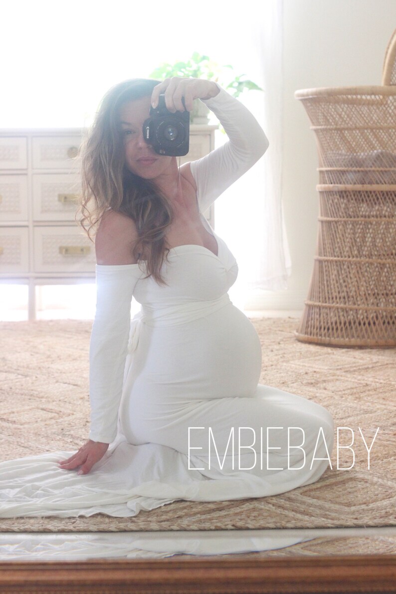 Maternity gown/ long sleeve dress/ baby shower dress maternity Etsy