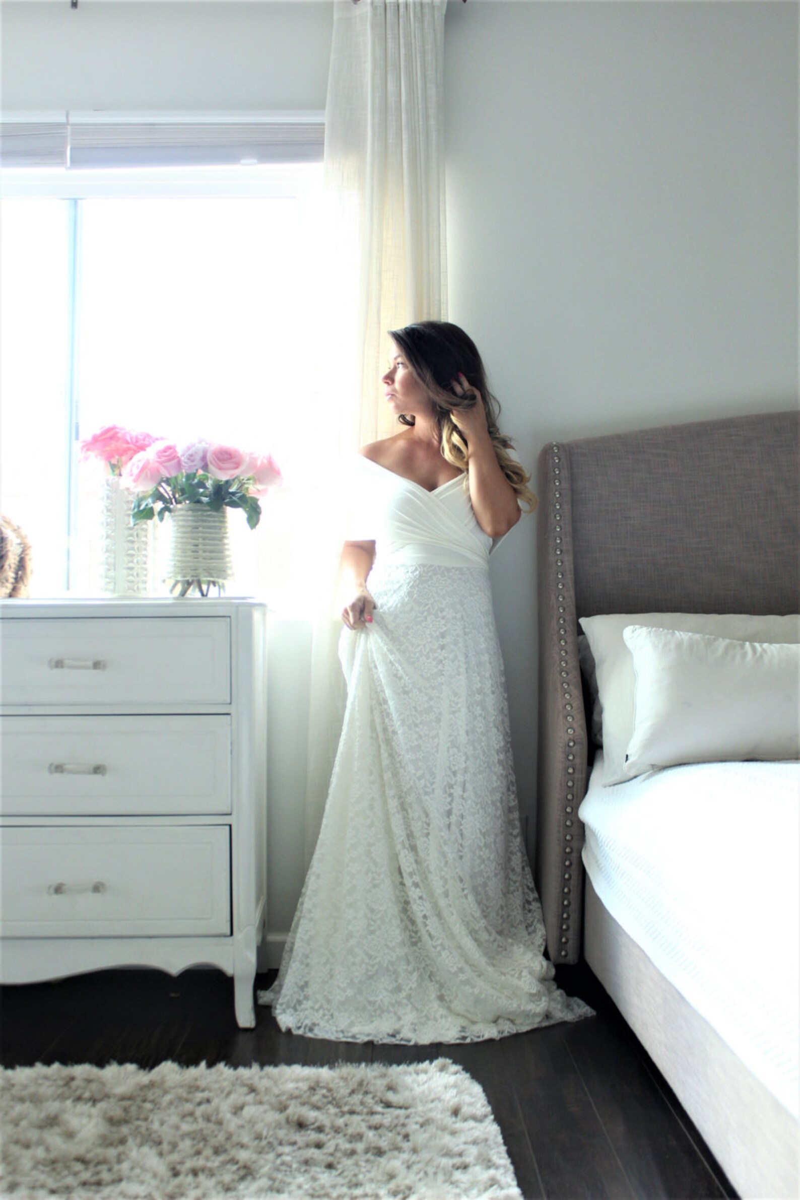 Maternity Dresswedding Dress the Wrap With Lace Etsy
