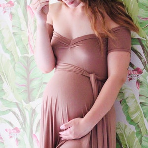 Baby shower dress/ sweetheart Maternity dress for photo shoot babydoll sweetheart with long sleeves image 3