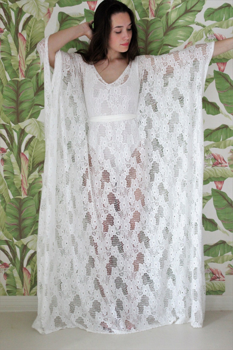 Wedding dress bohemian wedding gown lace boho dress beach wedding caftan wedding robe