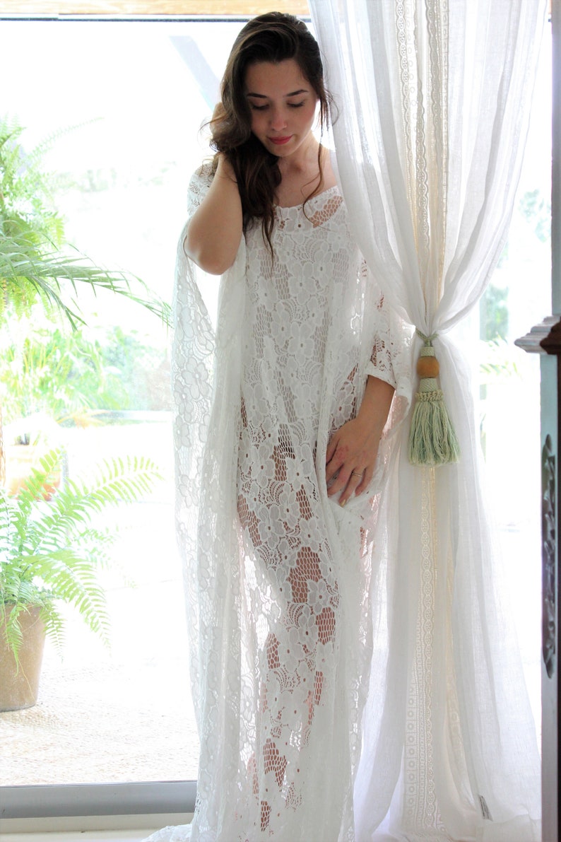 Wedding dress bohemian wedding gown lace boho dress beach wedding caftan wedding robe