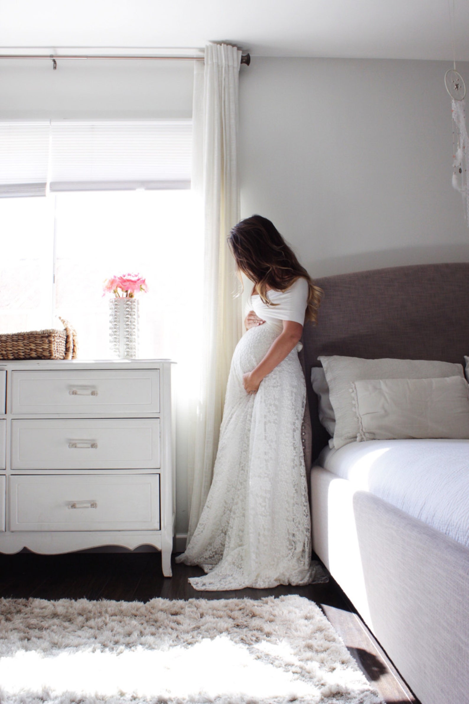 Maternity Dresswedding Dress the Wrap With Lace Etsy