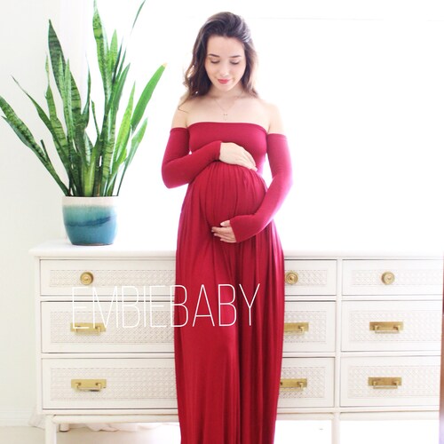 Maternity Dress / Long Sleeve Maternity Gown / Baby Shower Etsy