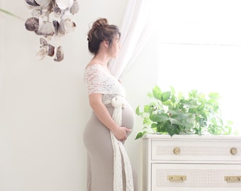 Maternity dress for baby shower lace maternity gown - fitted wrap dress