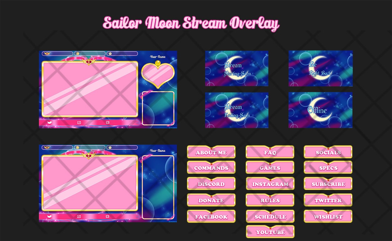 Sailor Moon Twitch Overlay Animiert Usagi Webcam Chat Etsy De