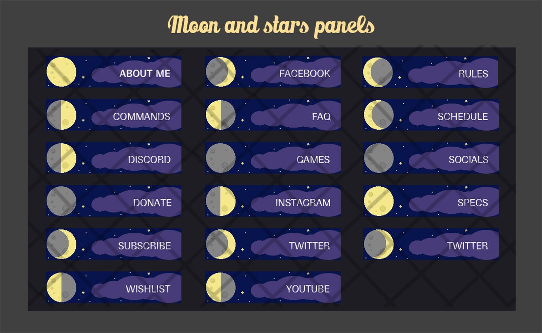 Moon Phases, Twitch Panels, Stream, Streaming - Etsy