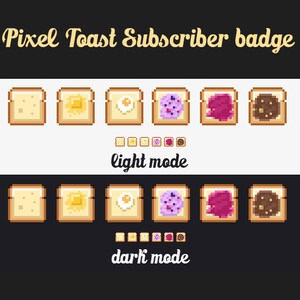 Pixel toast breakfast Twitch Sub Badges, subscriber