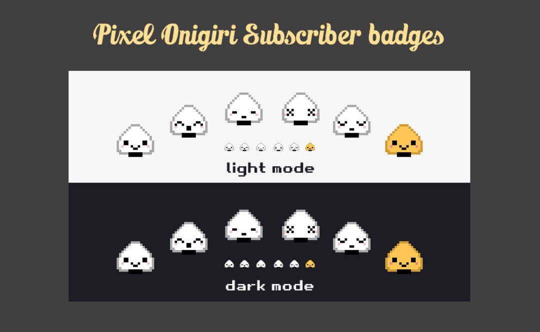Pixel Onigiri, Sushi Twitch Sub Badges, Subscriber Moon - Etsy