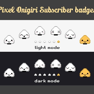 Pixel onigiri, sushi Twitch Sub Badges, subscriber moon