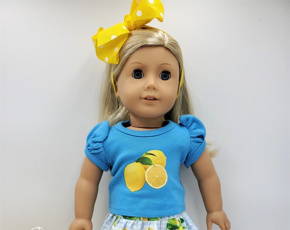 American made Lemon 4-piece outfit it that will fit any 18-inch or 15-inch doll.