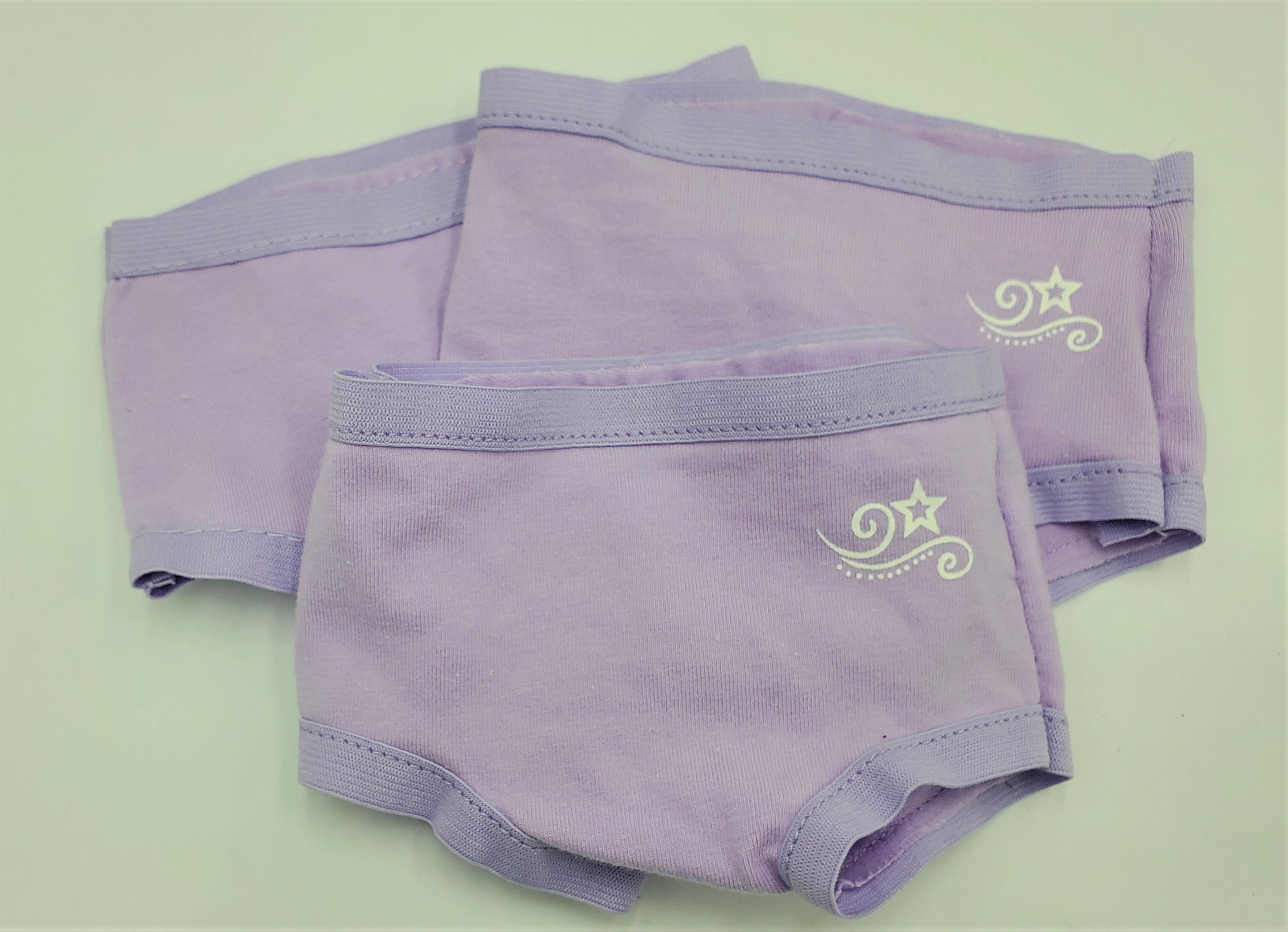 Three Purple pair of Doll Underwear for Girl Dolls and other 18 inch Dolls