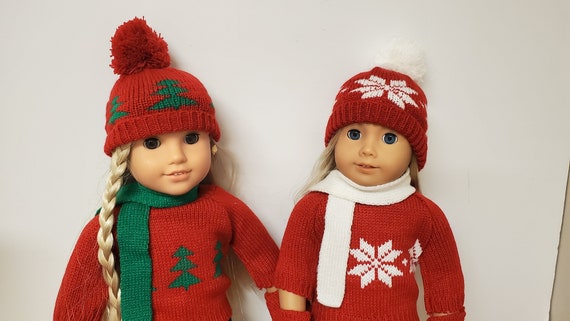 Winter Sweater Outfit for any 18 Doll. 6 Pieces including mittens. Two colors
