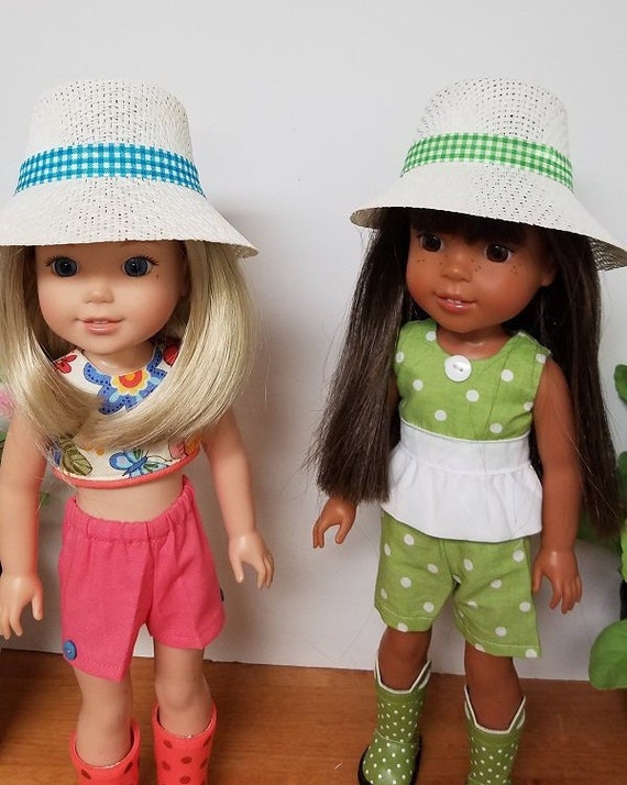 White Straw Flower Hat Bonnet 14/" Doll Clothes Fit American Girl WellieWishers