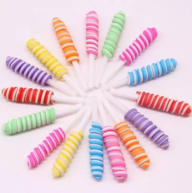 10 Piece set of Fake mini lollipops, Assorted Lollipop, Fake candy  lollipops, miniature stick lollipop sugar loaf resin cabochon