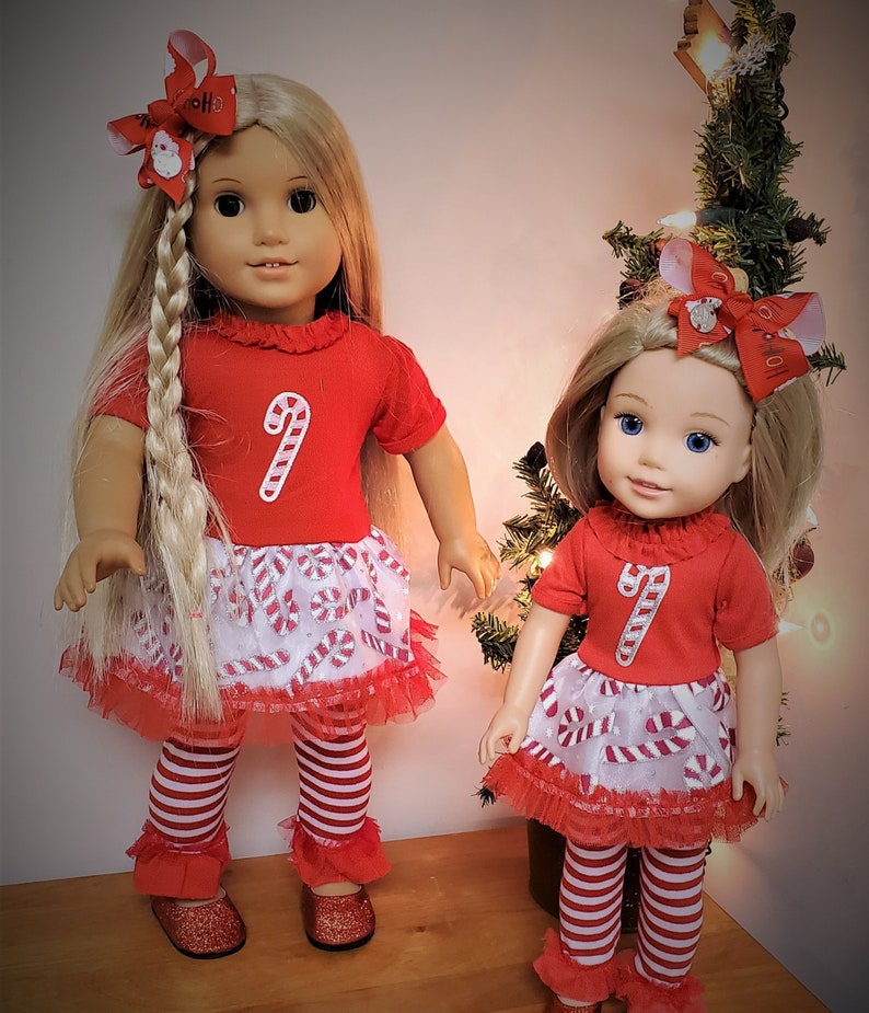 Matching Candy Cane Christmas Dress for the Wellie Wisher Doll | Etsy