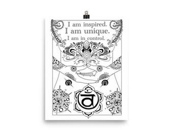 Sacral Chakra Coloring Poster Affirmation Page Reiki Energy