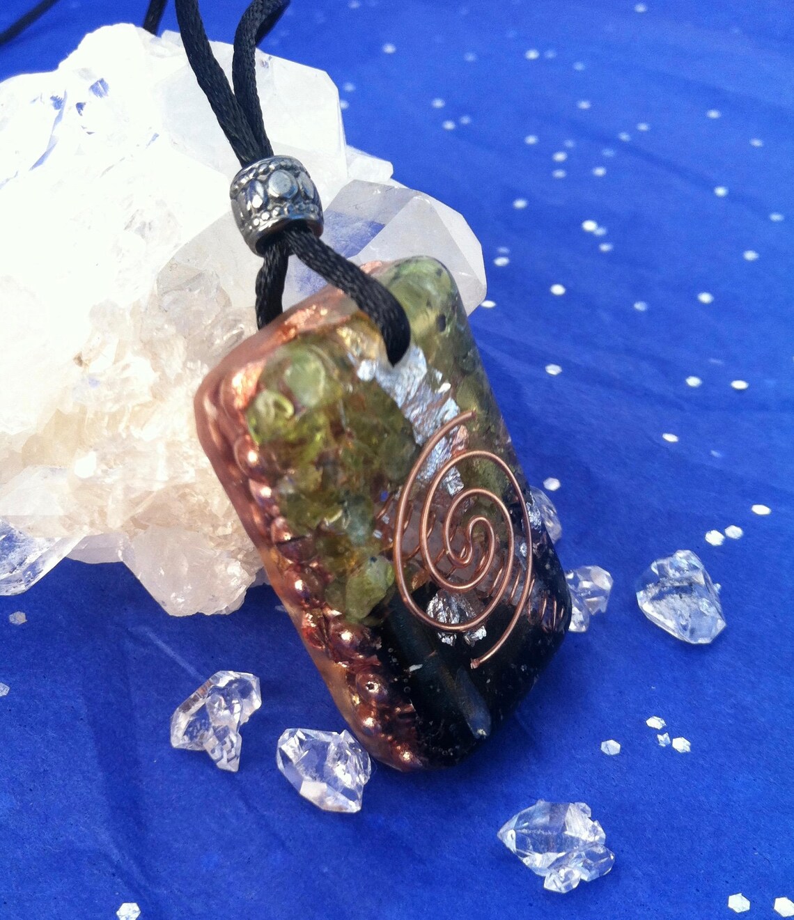 Peridot Black Tourmaline Shungite Orgone Energy Pendant Etsy