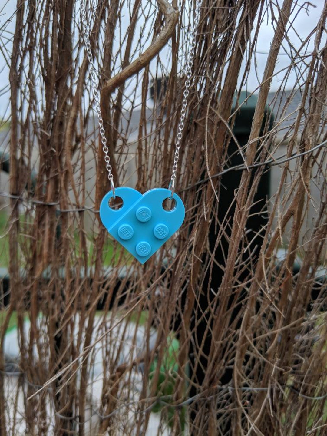 HOT Chrome Hearts Lego Black Heart Necklace Blue Lego Heart