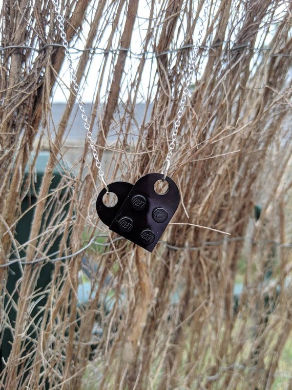 Black Lego heart necklace