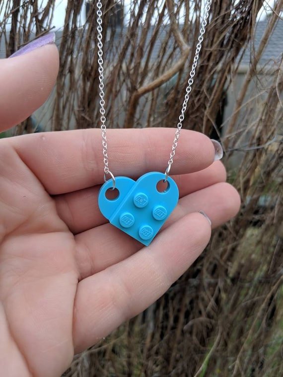 Blue Lego Heart Necklace | Etsy New Zealand