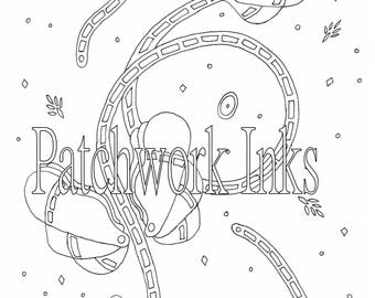 art nouveau snake, snake fish, sea of leaves