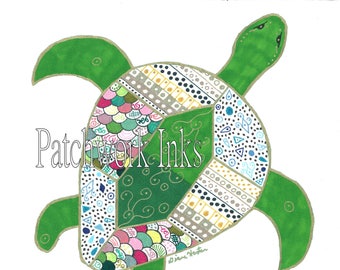 patchwork turtle, quilt inspired