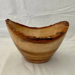 Borde natural de madera rústico tazón de madera único acento de madera tazón australiano hecho a mano hecho a mano torneado tazón de madera para servir