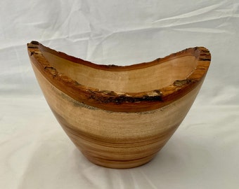 Wooden natural edge rustic wood bowl unique wooden accent bowl Australian made handmade hand turned wooden serving bowl