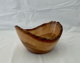 Wooden natural edge rustic wood bowl unique wooden accent bowl Australian made handmade hand turned wooden serving bowl