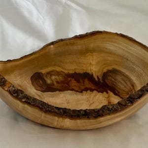 Cuenco de madera rústica con borde natural de madera extragrande, cuenco con acento de madera exclusivo, cuenco para servir de madera torneada a mano, hecho a mano y fabricado en Australia