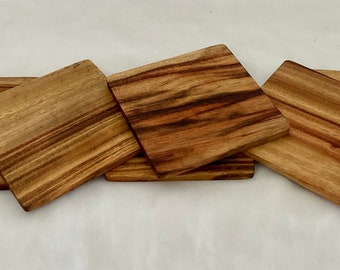 100 posavasos de madera sin aceitar, hechos a mano con laurel de alcanfor australiano.
