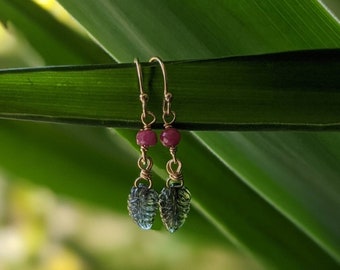 Tourmaline and Ruby 14K Gold Holly Drop Earrings