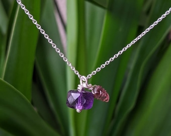 Limited Edition Amethyst and Tourmaline Leaf Pendant Necklace