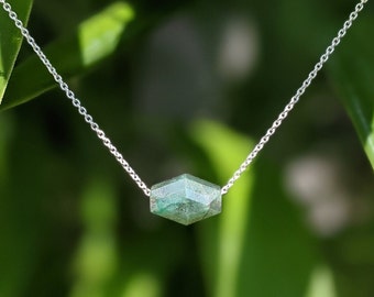 Dark Green Aventurine Geometric Drop Necklace