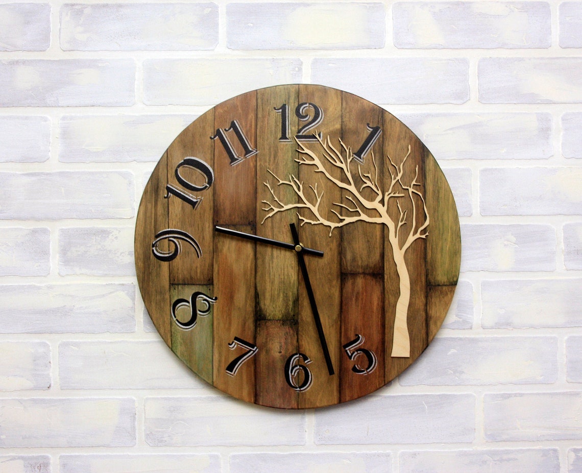 16/39cm Large wall clock Personalized Rustic Clock Wall Etsy