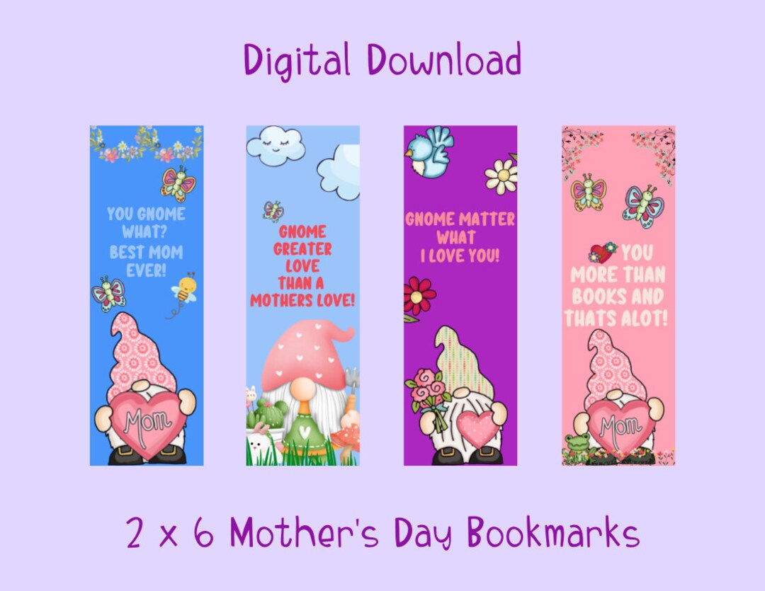 Mother's Day Bookmarks Set Gnome May Gift Mother's Day Etsy