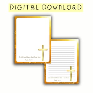 Conjunto de papelería imprimible PDF tamaño carta de EE. UU., Paquete de papel de papelería de descarga instantánea, Conjunto de páginas cristianas #2, Páginas de papelería de versículos bíblicos